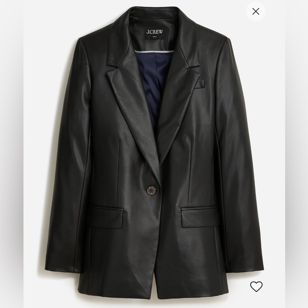 J. Crew Willa blazer in Black Faux Leather - size 16 EUC